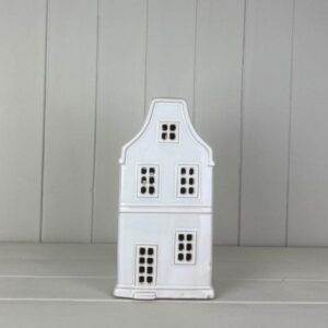 White Ceramic House Ornament with LED