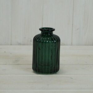 Green Ribbed Glass Bottle