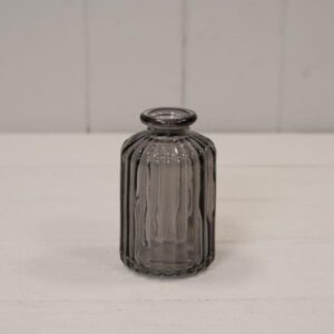 Smoky Grey Ribbed Glass Bottle