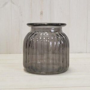 Smoky Grey Ribbed Vase