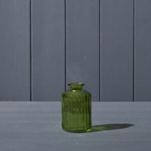Emerald Green Ribbed Glass Bottle