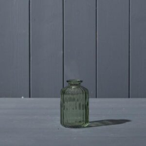 Vintage Green Ribbed Glass Bottle