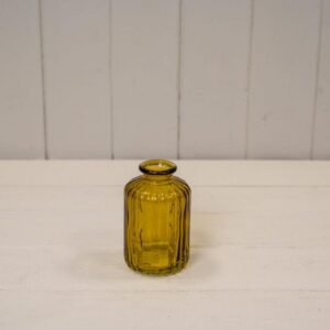 Yellow Ribbed Glass Bottle