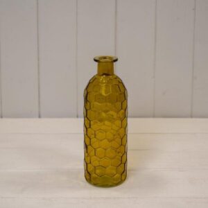Yellow Honeycomb Glass Bottle