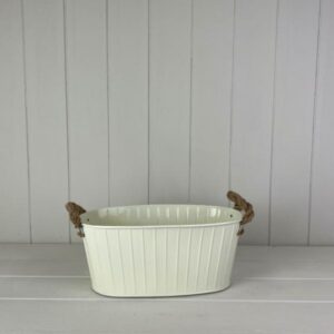 Cream Oval Tapered Trough with Rope Handles and Drainage Holes