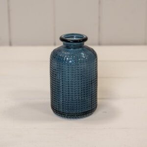Blue Dimpled Glass Bottle