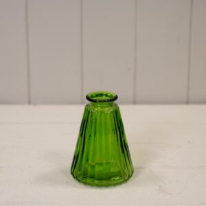 Emerald Green Glass Ribbed Bottle