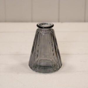 Smoky Grey Ribbed Glass Bottle