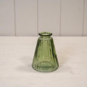 Vintage Green Ribbed Glass Bottle