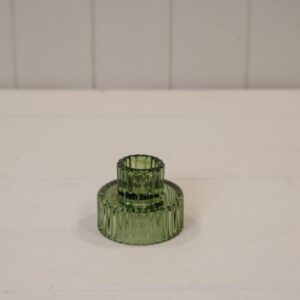Vintage Green Glass Candle Holder