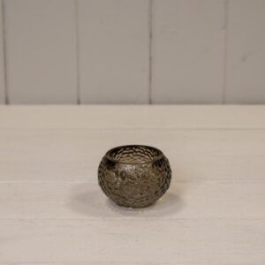 Warm Grey Round Glass Tealight Holder