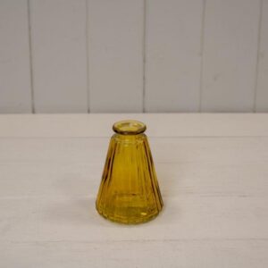 Yellow Ribbed Glass Bottle