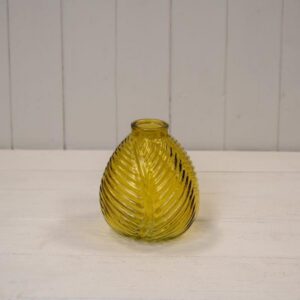 Yellow Glass Leaf Bottle
