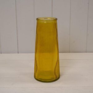 Yellow Tall Ribbed Vase