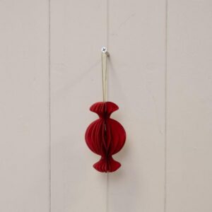 Set of 3 Deep Red Candy Baubles