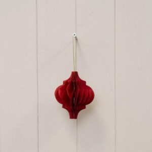 Set of 3 Deep Red Spinning Top Baubles