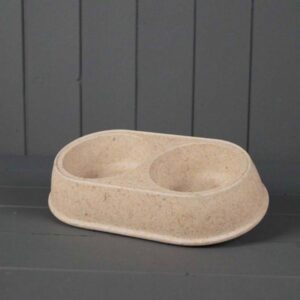 Earthy Small Duo Pet Bowl Made with Chaff