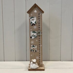 Advent Calendar House with Green Santa and Snowman