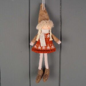 Fabric Doll in Autumn Orange Dress