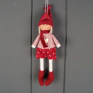 Fabric Doll in Red and White Stripes and Polka Dot Shorts