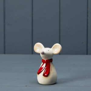 Ceramic mouse with red scarf