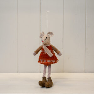 Fabric Mouse in Orange and Brown
