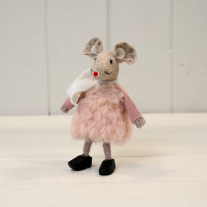 Fabric Mouse in Pink Dress and Clogs