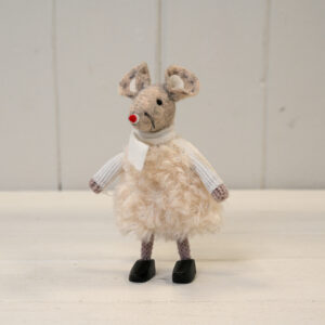 Fabric Mouse in White Dress and Clogs