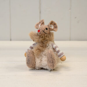 Fabric Mouse with White and Grey Jumper