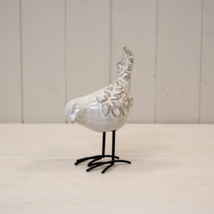 Glazed Ceramic Bird Ornament with Texture Detail - 196g