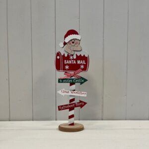 Wooden 'Santa Mail' Signpost with Christmas Gingerbread