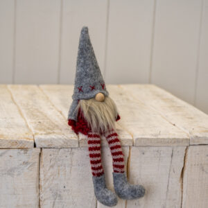 Fabric Gonk in Grey Hat with Long Striped Legs