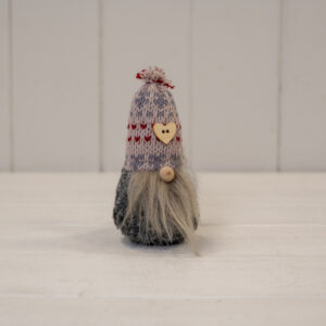 Grey Fabric Gonk with Patterned Hat and Heart