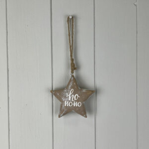 Ho Ho Ho Wooden Hanging Star