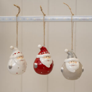 Box of 3 Ceramic Santa Baubles