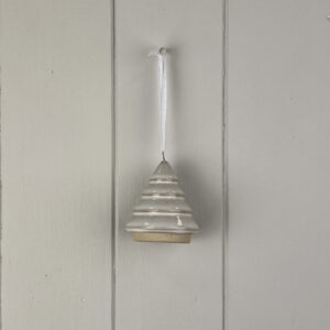 Glazed Ceramic Hanging Tree Decoration with Texturd Detail