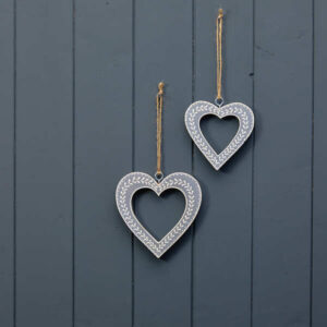 Hanging Grey Heart with White Kerry Work