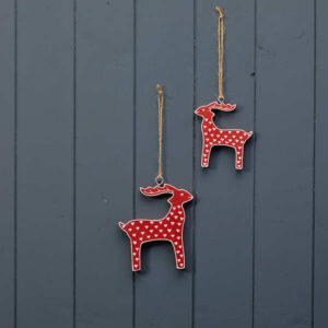 Hanging Red Reindeer with White Kerry Work