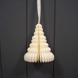 Hanging Handmade Antique White Tree Paper Decoration - Box of 6
