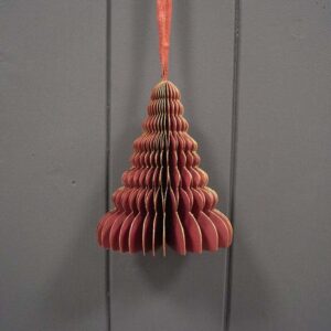 Hanging Handmade Burgundy Tree Paper Decoration - Box of 6