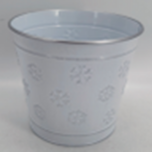 Frosted Snowflakes White Zinc Pot
