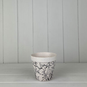Earthy Natural Bamboo Flower Pot With Silhouette Branch Design