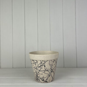 Earthy Natural Bamboo Flower Pot With Silhouette Branch Design