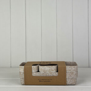 Earthy Oatmeal Chaff Trio Pots with Tray