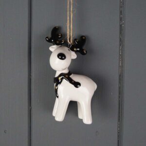 Black and White Ceramic Hanging Deer