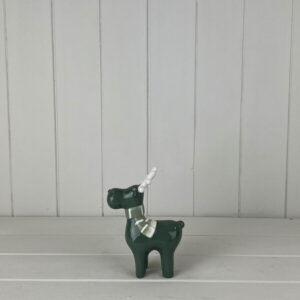 Dark Green/White Ceramic Reindeer Decoration