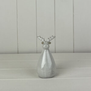 Glazed Ceramic Reindeer Ornament with Textured Detail