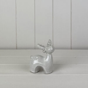 Glazed Ceramic Reindeer Ornament with Textured Detail