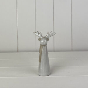 Glazed Ceramic Tall Reindeer Ornament with Textured Detail