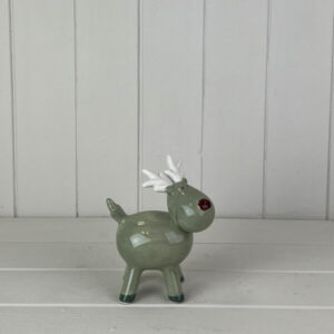 Light Green/White Ceramic Reindeer Decoration